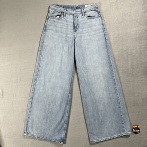 Gap Jeans Womens 4 Baggy Ultra Wide Leg Mid Rise Light Wash Stretch Denim
